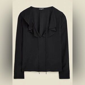 NWT J Crew Black Goldie Long Sleeve Ruffle Collar Blouse Boho Pretty Size M